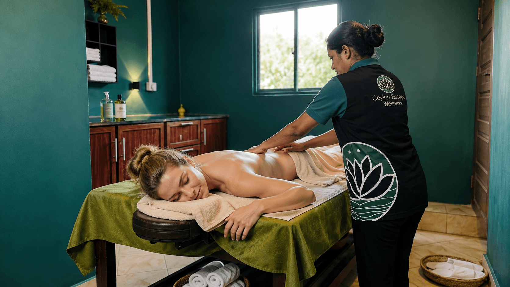 A calming back massage with natural oils