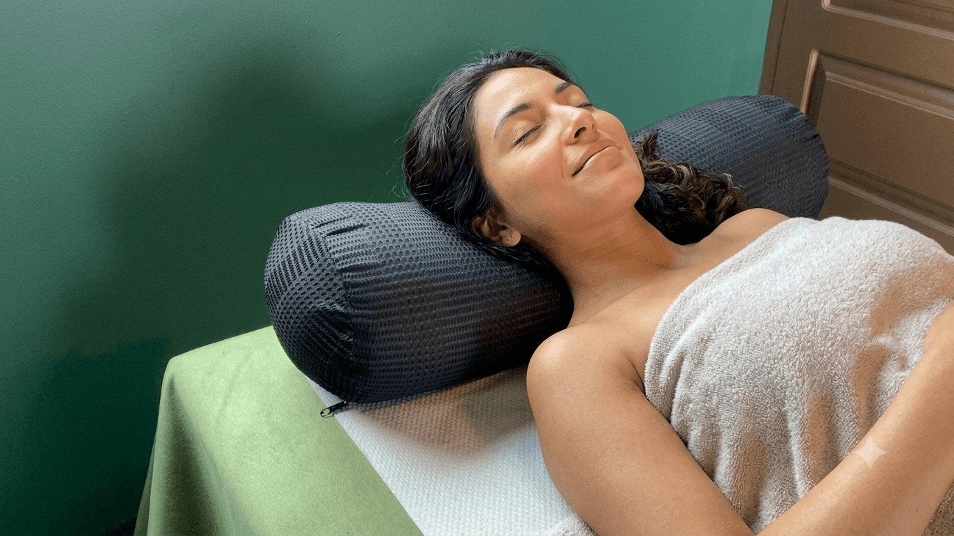 Soothing facial massage in progress